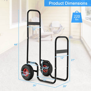 Firewood Log Cart Carrier with Wear-Resistant and Shockproof Rubber Wheels view 5