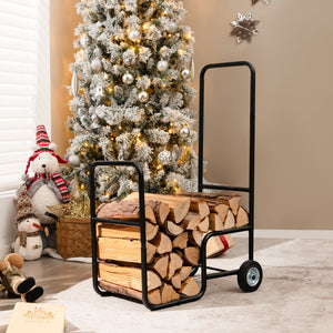 Firewood Log Cart Carrier with Anti-Slip and Wear-Resistant Wheels view 2