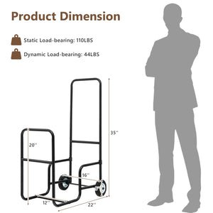 Firewood Log Cart Carrier with Anti-Slip and Wear-Resistant Wheels view 5