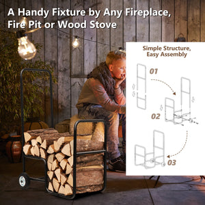 Firewood Log Cart Carrier with Anti-Slip and Wear-Resistant Wheels view 6