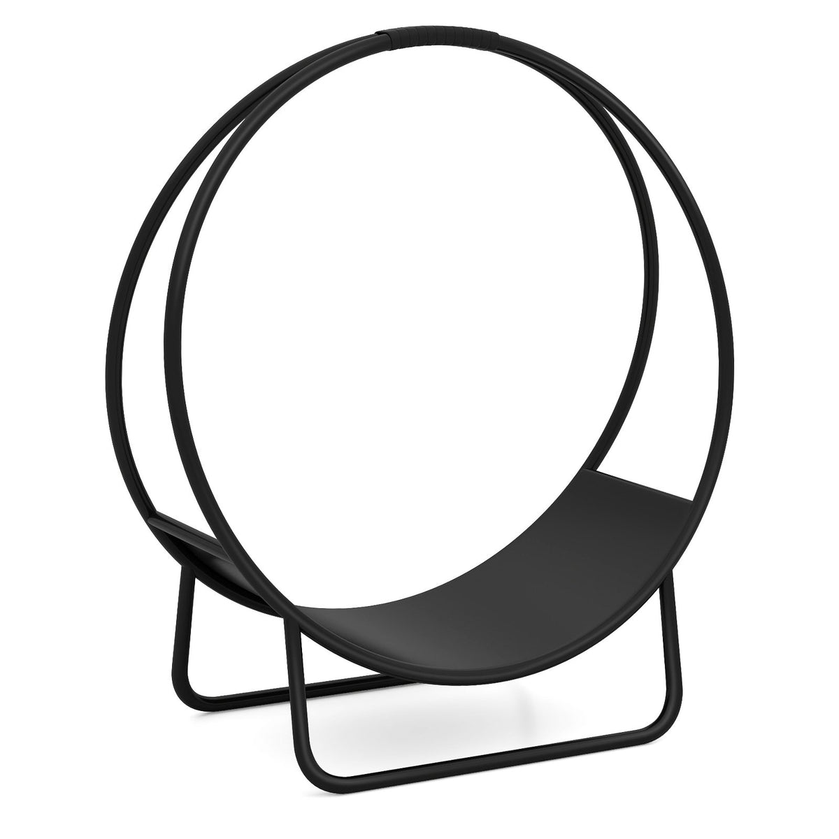 Firewood Log Hoop 20 Inch Round Heavy-duty Metal Curved Log Rack with Stand view 4