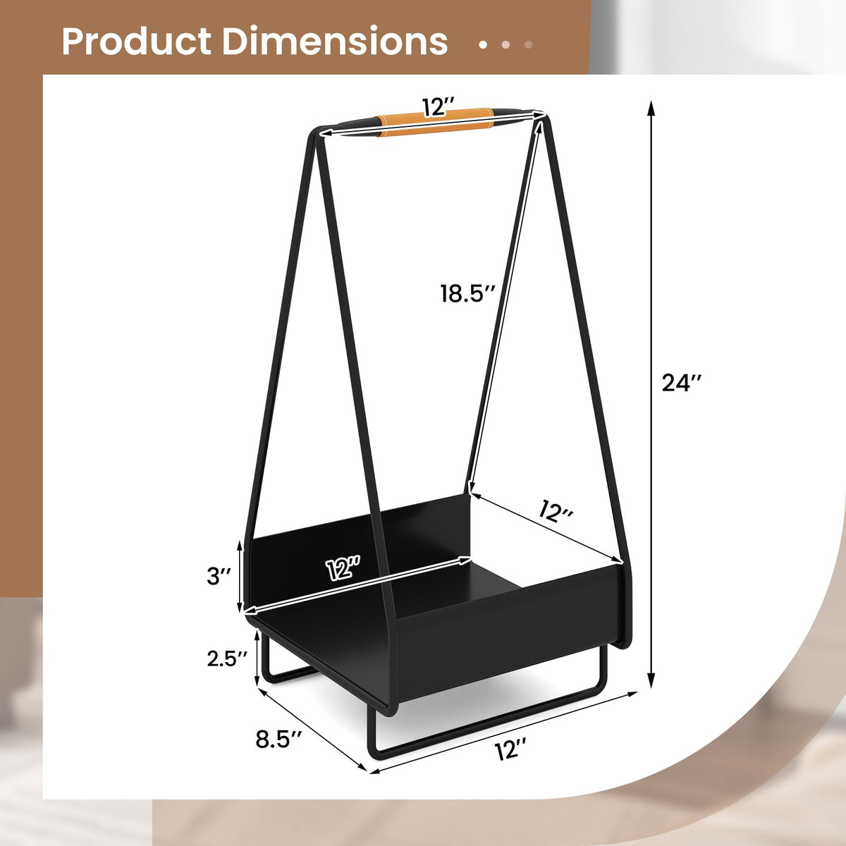 Firewood Storage Rack Heavy-duty Metal Log Holder with Handle and Square Rack view 5