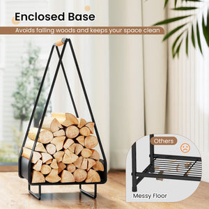 Firewood Storage Rack Heavy-duty Metal Log Holder with Handle and Square Rack view 7