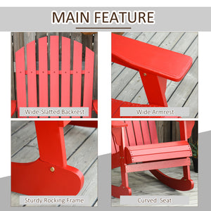 Wooden Adirondack Rocking Muskoka Chair with Slatted Wooden Design, Fanned Back and Classic Rustic Style – view 12