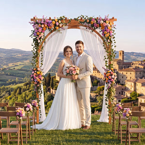 Flat Top Garden Arch Trellis 85 inches Tall Wood for Climbing Plants and Wedding-Orange view 3