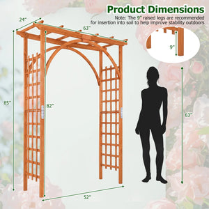 Flat Top Garden Arch Trellis 85 inches Tall Wood for Climbing Plants and Wedding-Orange view 5