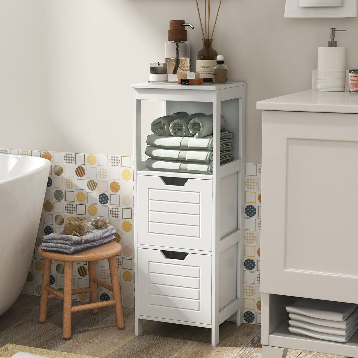 Floor Cabinet Multifunction Storage Rack Stand Organizer view 2