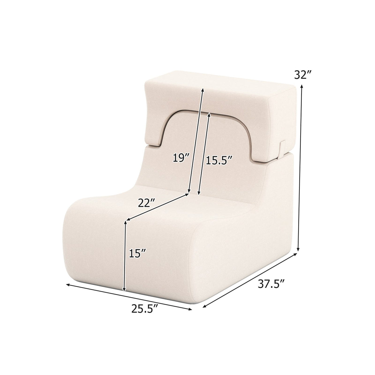 Floor Chair Lazy Sofa with Detachable Headrest-Beige view 5