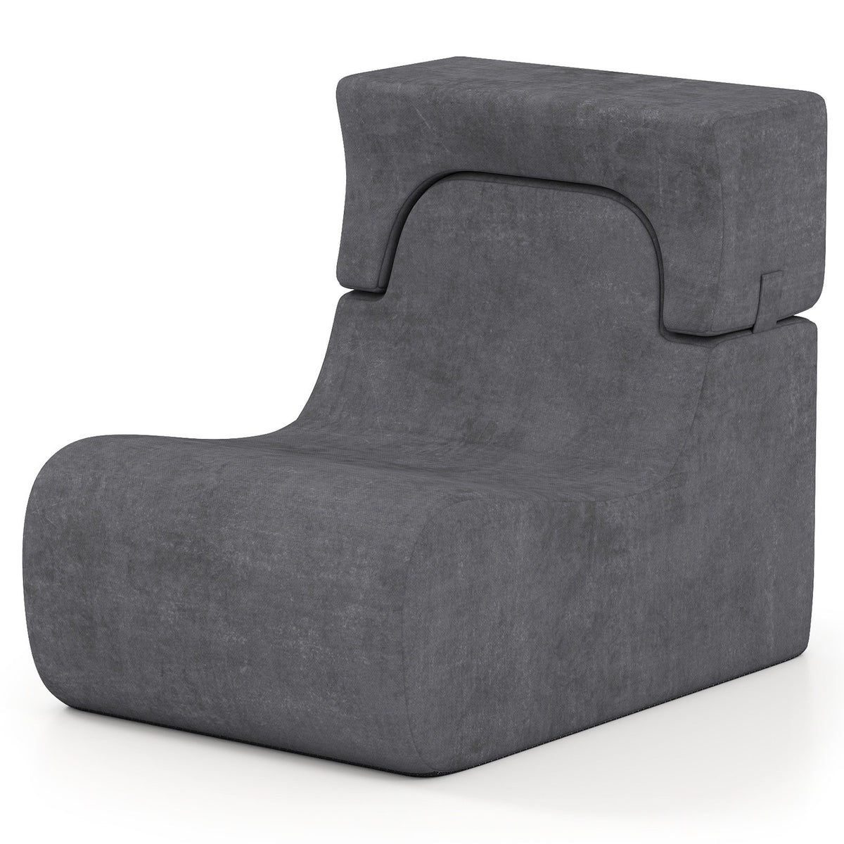 Floor Chair Lazy Sofa with Detachable Headrest-Gray