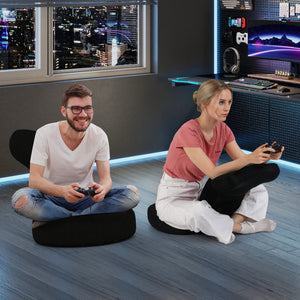 Floor Comfy Gaming Leisure Chair with Adjustable Headrest and Backrest-Gray view 6