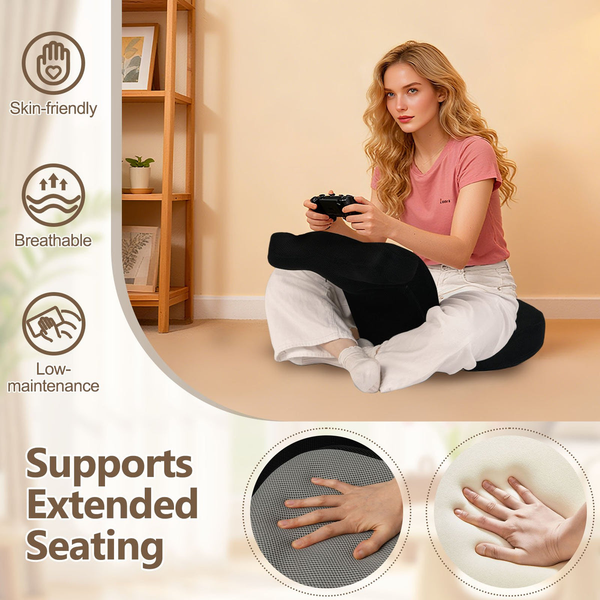 Floor Comfy Gaming Leisure Chair with Adjustable Headrest and Backrest-Gray view 9