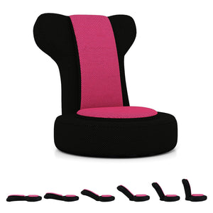 Floor Comfy Gaming Leisure Chair with Adjustable Headrest and Backrest-Pink