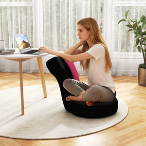 Floor Comfy Gaming Leisure Chair with Adjustable Headrest and Backrest-Pink view 3