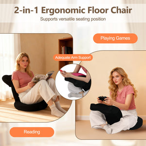 Floor Comfy Gaming Leisure Chair with Adjustable Headrest and Backrest-Pink view 8