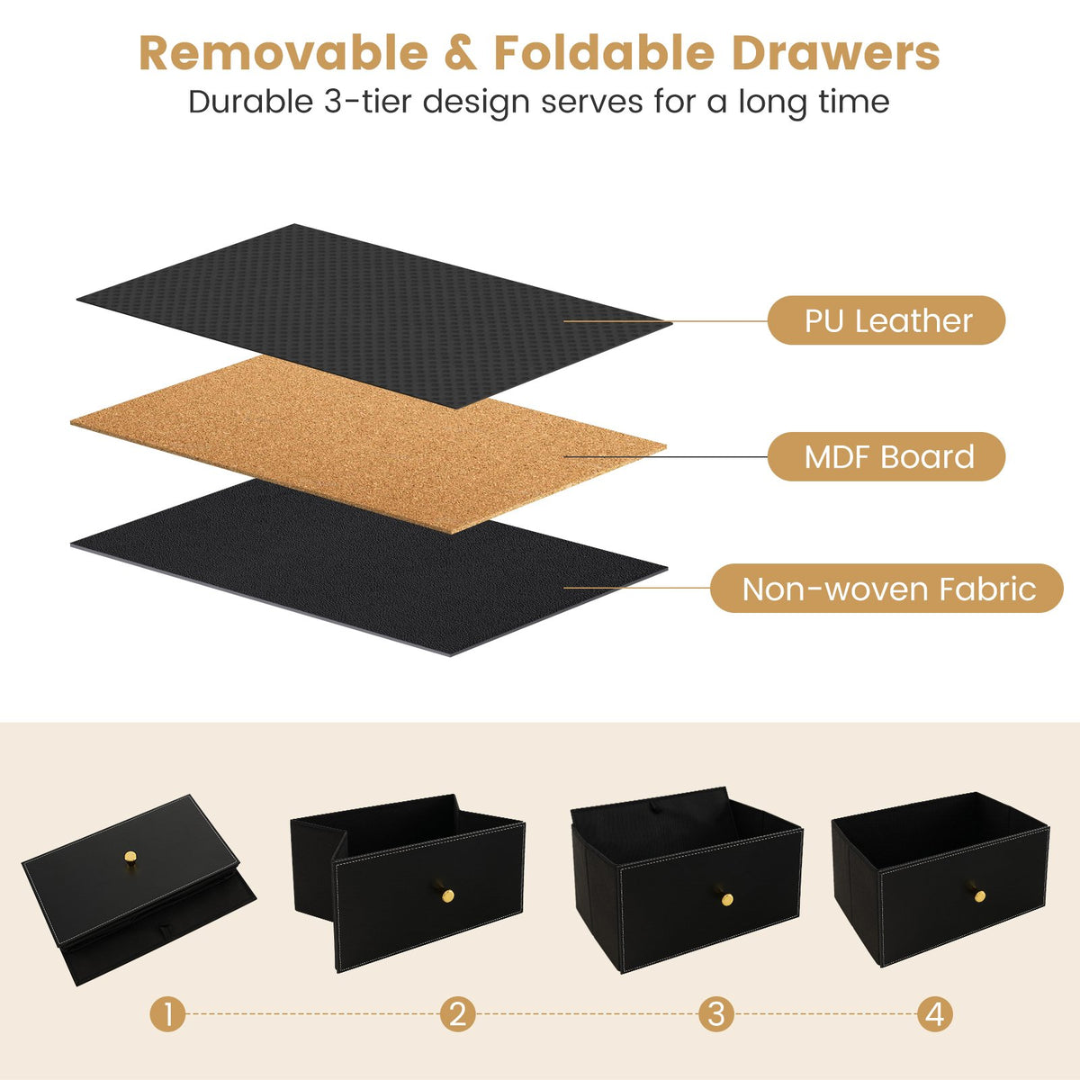 Floor Dresser Storage Organizer with 5/6/8 Drawers with Fabric Bins and Metal Frame-8-Drawer view 9