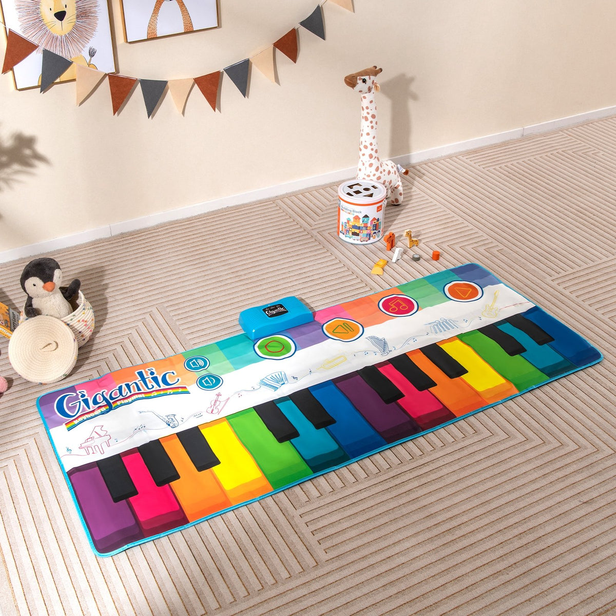 Floor Piano Dance Mat for Kids Musical Playmat with 8 Instrument Sounds view 3