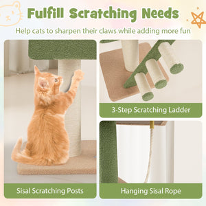 Floor to Ceiling Cat Tree with 86-99.5 Inch Adjustable Height and Extra Post-Green view 8