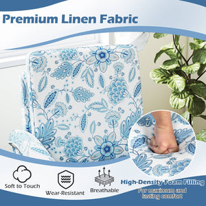 Floral Accent Chair Farmhouse Boho Armchair with Solid Wood Legs and High Back-Blue view 8