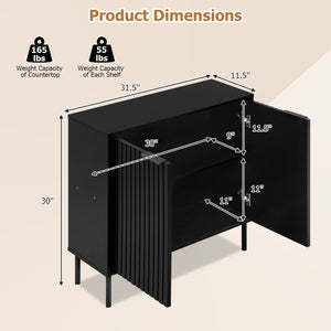 Fluted Buffet Cabinet with 2-Door Sideboard for Kitchen and Dining Room-Black view 5