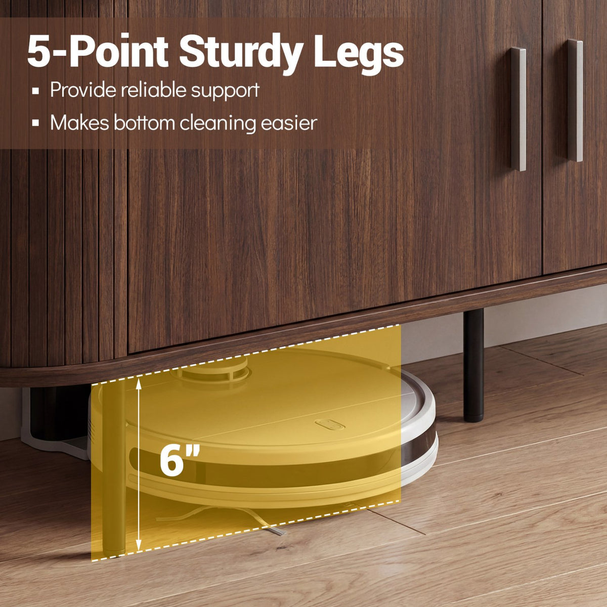 Fluted TV Stand for TVs up to 60 inches Mid Century Curved Entertainment Center-Walnut view 8