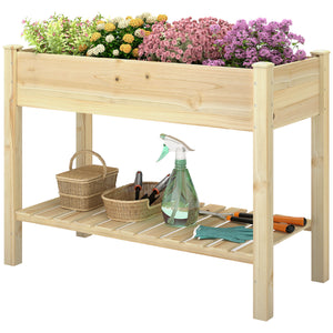 Elevated Planter Box with Legs and Storage Shelf, Raised Garden Bed, Elevated Wooden Planter Box, Green – view 4