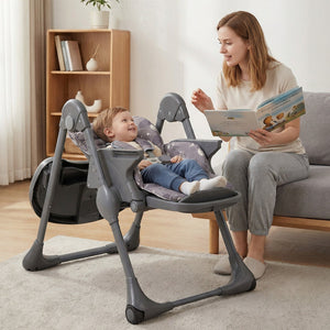 Folable High Chair with Detachable Cushion and High Chair for Babies and Toddlers-Gray view 2