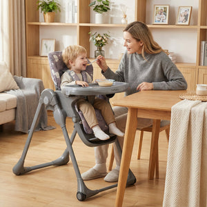 Folable High Chair with Detachable Cushion and High Chair for Babies and Toddlers-Gray view 5