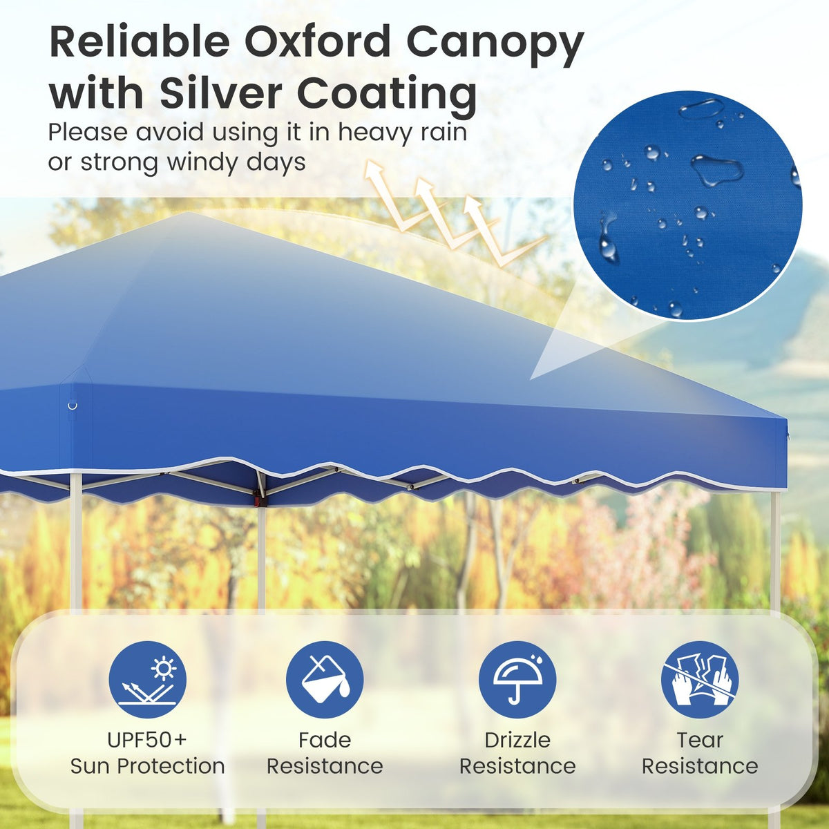Foldable 10 X 10 Feet Pop up Canopy Tent with Wheeled Bag-Blue view 6