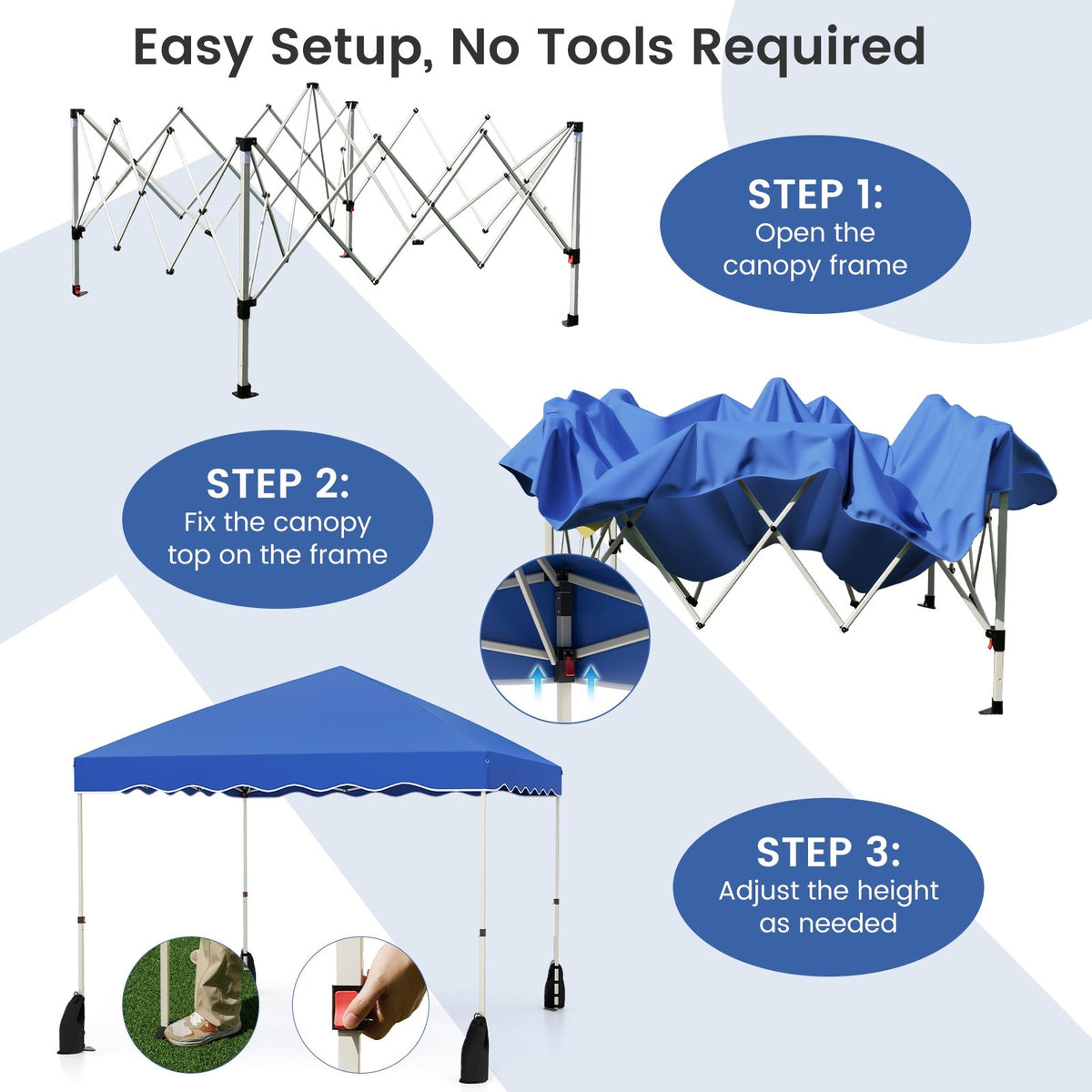 Foldable 10 X 10 Feet Pop up Canopy Tent with Wheeled Bag-Blue view 9
