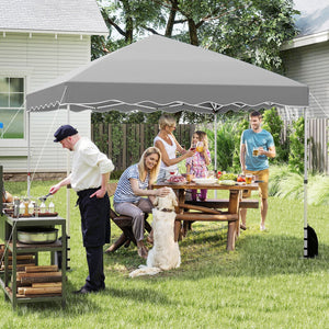 Foldable 10 X 10 Feet Pop up Canopy Tent with Wheeled Bag-Gray view 3