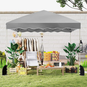 Foldable 10 X 10 Feet Pop up Canopy Tent with Wheeled Bag-Gray view 6