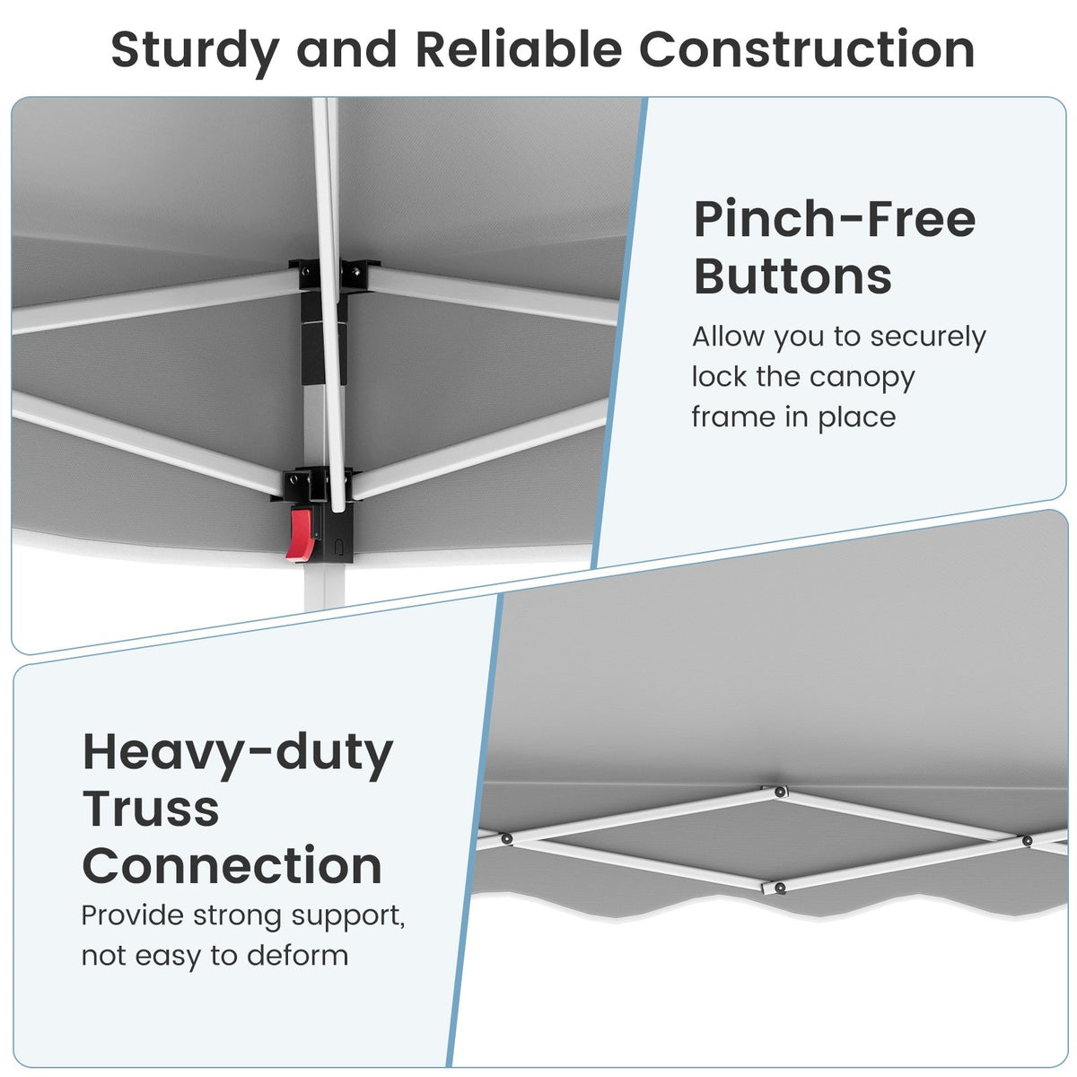 Foldable 10 X 10 Feet Pop up Canopy Tent with Wheeled Bag-Gray view 9