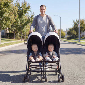Foldable Twin Baby Double Stroller Ultralight Umbrella Kids Stroller-Black view 3