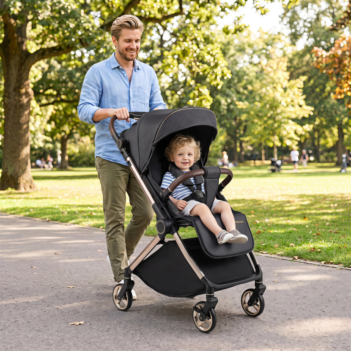 Foldable Baby Stroller with Reversible Handle-Black view 2