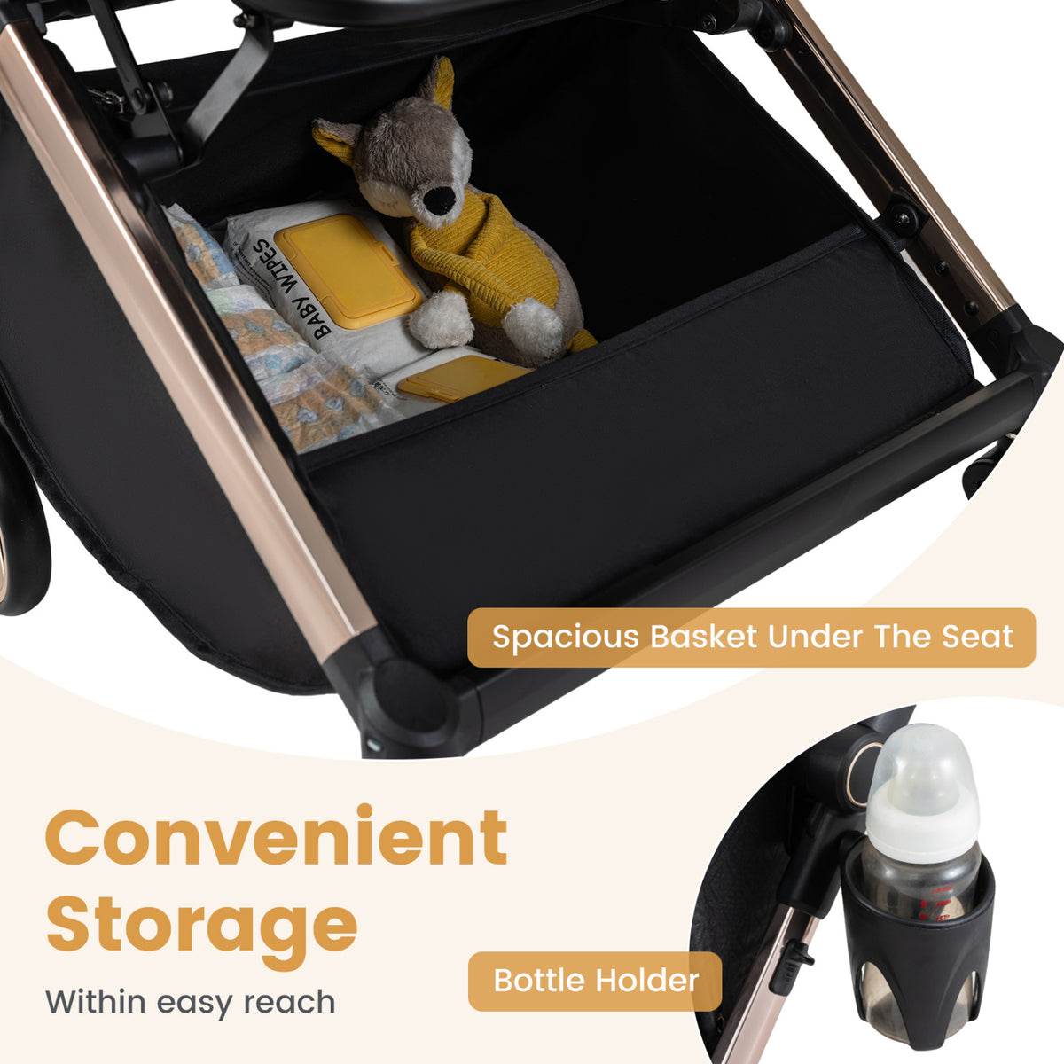 Foldable Baby Stroller with Reversible Handle-Black view 9