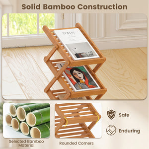 Foldable Bamboo Magazine Rack with 2 Adjustable Positions-Walnut view 7