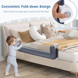Foldable Bed Rail Swing Down Baby Bed Guard Rail-Gray view 6