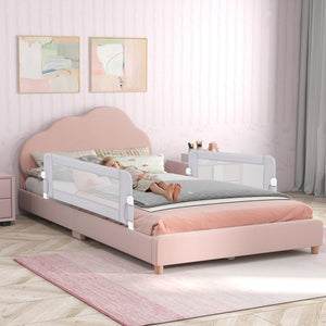 Foldable Bed Rail Swing Down Baby Bed Guard Rail-Light Gray view 3