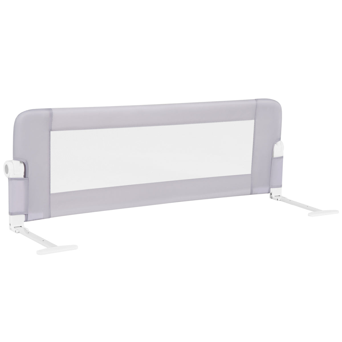 Foldable Bed Rail Swing Down Baby Bed Guard Rail-Light Gray view 4