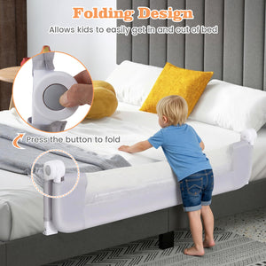Foldable Bed Rail Swing Down Baby Bed Guard Rail-Light Gray view 7
