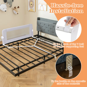 Foldable Bed Rail Swing Down Baby Bed Guard Rail-Light Gray view 8