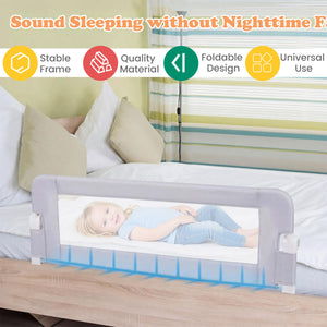 Foldable Bed Rail Swing Down Baby Bed Guard Rail-Light Gray view 9