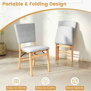 Foldable Dining Chair Set of 2 Armless Kitchen Chair with Padded Seat and Tilt Backrest-Gray view 6