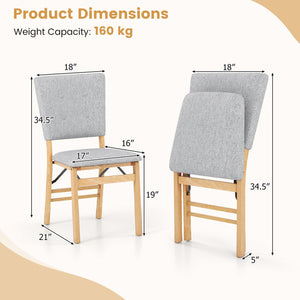 Foldable Dining Chair Set of 4 Armless Kitchen Chair with Padded Seat and Tilt Backrest-Gray view 3