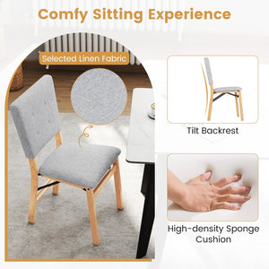 Foldable Dining Chair Set of 4 Armless Kitchen Chair with Padded Seat and Tilt Backrest-Gray view 5