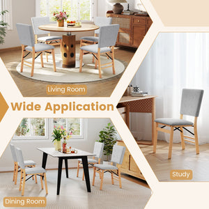 Foldable Dining Chair Set of 4 Armless Kitchen Chair with Padded Seat and Tilt Backrest-Gray view 6
