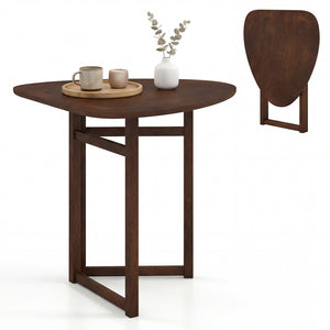 Foldable Dining Table 31.5 inches Triangular Small Kitchen Table for 2-Walnut