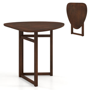 Foldable Dining Table 31.5 inches Triangular Small Kitchen Table for 2-Walnut view 4