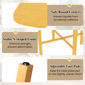 Foldable Dining Table for 2-4 People with Rubber Wood Legs for Small Space-Natural view 8