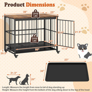 Foldable Dog Crate Furniture with Removable Tray and Lockable Door-L view 5